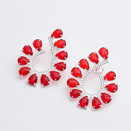 Brinco Pedra Cristal Vermelha Prata