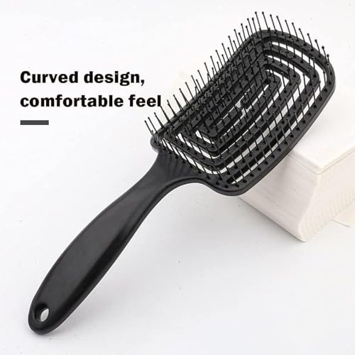 Image of 3D Vented Detangling Hair Brush for Women & Men, Flexible Scalp Massage Paddle Comb with Open Vent Design for Wet & Dry Hair, Anti Frizz Hair Styling Brush for Curly, Wavy, Straight & Thick Hair
