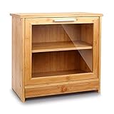 Merysen Large Bamboo Bread Box For Kitchen Countertop, 2 Layer Bread Storage Bin Comes With Clear Front Window And Tool Drawer, Farmhouse Style Bread Bin for Kitchen Counter