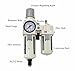 RIH Pneumatics Compressed Air Filter Regulator Lubricator Combo Water/Oil Trap Separator - Gauge(0-150 psi), Semi-Auto Drain, Poly Bowl,Bracket - 3 in 1 Two Unit (1/2“ NPT Auto Drain)