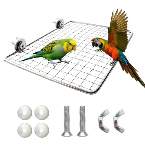 Parrot Perch Platform, Stainless Steel Bird cage Stand, Bird cage Accessories, Suitable for Birds, Parrots, Macaws, Budgies, Parakeets, Hamsters and Other Small Animals
