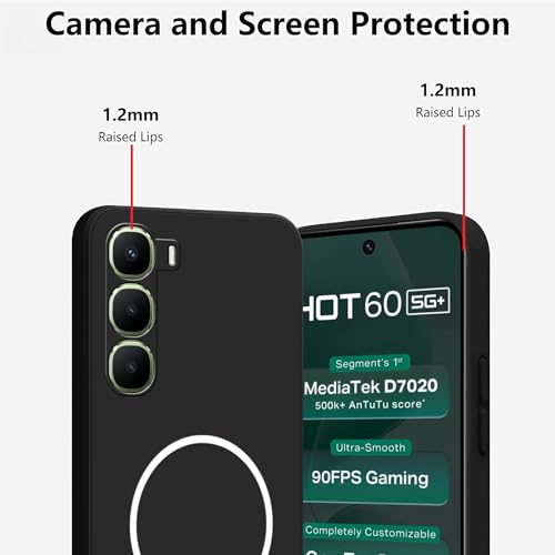Image of COVERBLACK Case Macc-Safe Print Rubber Candy TPU Cloth in-Side | Camera Protection Matte Finish Soft Back Cover Case Compatible for Infinix X6726 / Hot 60 5G - Black