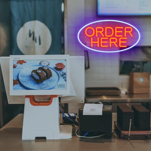 Image of Order Here Neon Sign Order Here Sign Business Neon Sign for Wall Decor Neon Led Sign Order Neon Light Sign Light Up Sign for Coffee Shop Opening Restaurant Cafe Bar Decor Supermarket