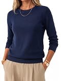 Arach&Cloz Women's 100% Merino Wool Crew Neck Work Teacher Fall Sweater