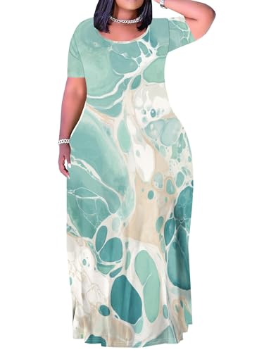 Image of Plus Size Maxi Dresses for Curvy Women T-Shirt Summer Sun Dresses Loose Fit
