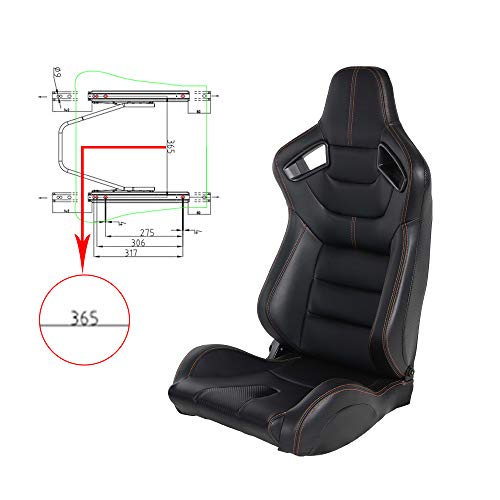 1 Pair Car Seats PVC Leather with Close Texture, Adjustable Racing Bucket Seats with Dual Sliders (Black-RS003)