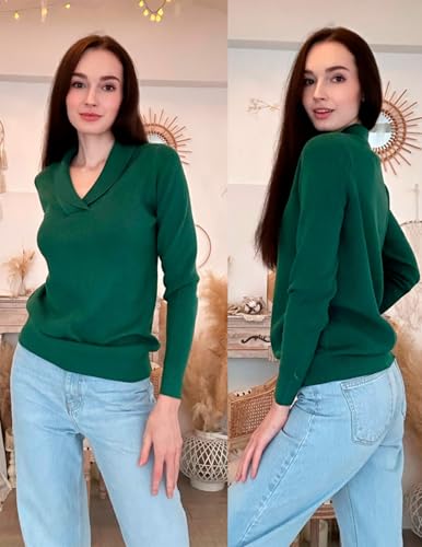 Image of Zeagoo Womens Sweaters Fall Fashion 2025 Long Sleeve Tops V Neck Business Casual Collared Knit Tunic Pullover Outfits