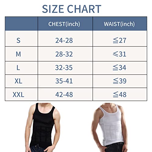 Men Shapewear Compression Vest,Men Slimming Body Shaper Waist Trainer Corset,Seamless Abdomen Slim Shirt Classic Body Shaper (Xl, Black+White) #TOP3