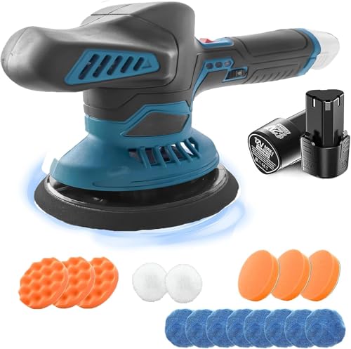 Cordless Buffer Polisher, 6 inch Car Polisher with 12V 3000mAh Lithium Battery and 16PCS Attachments, Car Buffer Polisher 6 Variable Speed 6500RPM for Auto Detailing/Polishing/Waxing 1 Cordless Buffer Polisher, 6 inch Car Polisher with 12V 3000mAh Lithium Battery and 16PCS Attachments, Car Buffer Polisher 6 Variable Speed 6500RPM for Auto Detailing/Polishing/Waxing