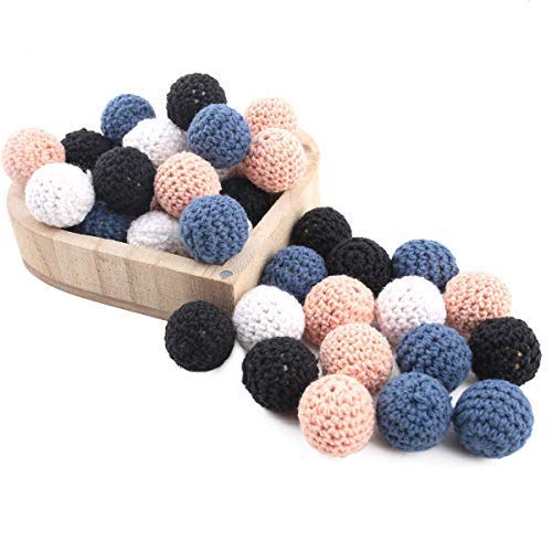 Promise Babe 木製ビーズ 針編み 20mm/50個 ウッドビーズ ハンドメイド素材 ベッドメリー ラトル モービル 手作り用品 誕生日プレゼント ギフト 出産お祝い…