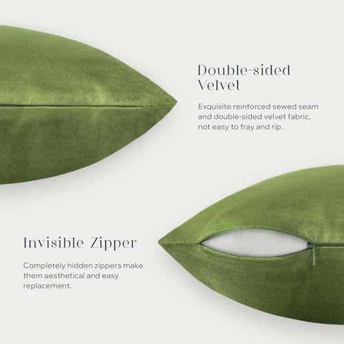 Phantoscope Pack of 2 Velvet Decorative Throw Decorative Pillow Cover Soft Solid Square Cushion Case for Couch Green 26 x 26 inches 65 x 65 cm