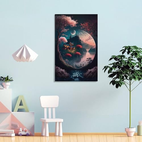 Affiche fleurs de cerisier POLIUAWS toile déco chambre 30x45cm