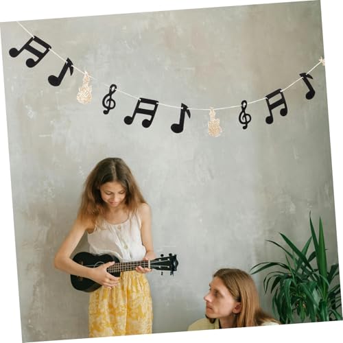 Guirnalda de notas musicales en fieltro y plástico para decoración de cumpleaños 5