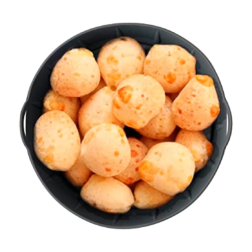 Panela de Silicone Redonda Fritadeira Microondas C/Alça Forma 22x22cm Cesto para Air Fryer