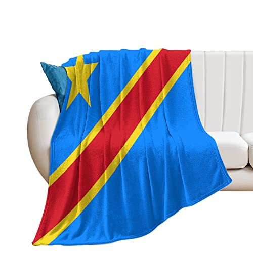 Higoss Kongo Brazzaville Flagge Decke, Landhausflagge, Überwurf, Plüsch, superweich, warm, Flanelldecke für Couch, Bett, Sofa, Stuhl, tolles Geschenk für Fre&e, Männer, Frauen, 76,2 x 101,6 cm