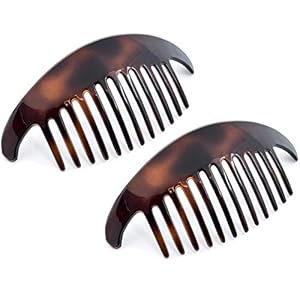 Camila Paris CP2430/2 French Hair Side Combs Tortoise Shell Interlocking Combs French Twist Hair Combs, Strong Hold Hair Clips for Women Bun Chignon Up-Do Styling Girls Hair Accessories Made in France