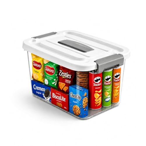 Image of HoopVool Multipurpose Plastic Storage Container Box - Sturdy and Versatile Home Organizer, Available in Multiple Size. (TRANSPARENT, LARGE - 14.5 X 10.5 X 8.2 INCH, PACK OF - 1)