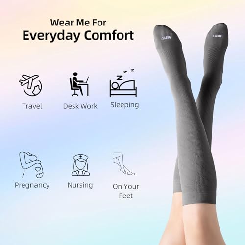 4 Pairs Light Compression Socks for Women Men 15-20 mmHg - Knee High Support for Daily Wear, Travel, Pregnancy, Nurses3