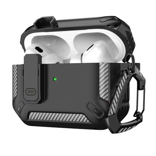Wanme Custodia per AirPods Pro 2nd /1st Generation con Clip di Bloccaggio Sicuro, Cover Pop-up Automatica, Protettiva...