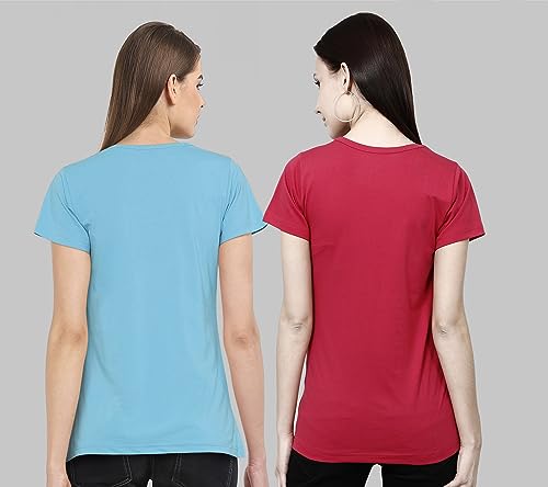 Image of Combo Women's T-Shirts, Cotton Half Sleeves Round-Neck Printed T-Shirt for Girls, & Women Tees (Pack of 2) 960-980-