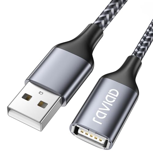 RAVIAD Cable Alargador USB 2.0 [0.5M], Cable Extension USB 2.0 Tipo A Macho a A Hembra Alta Velocidad con Impresora, Cámara, Teclado, Hub, Pendrive, Disco Externo, Gafas VR, Ordenador y Otros