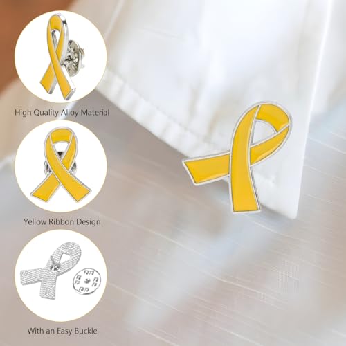 Yadiana 10Pcs Ribbon Awareness Pins Bulk - Breast Cancer, Mental Health, HIV AIDS, Heart, Child Abuse Prevention, Purple Blue Green Red Yellow Pink Enamel Lapel Brooches for Charity Fundraising Event3