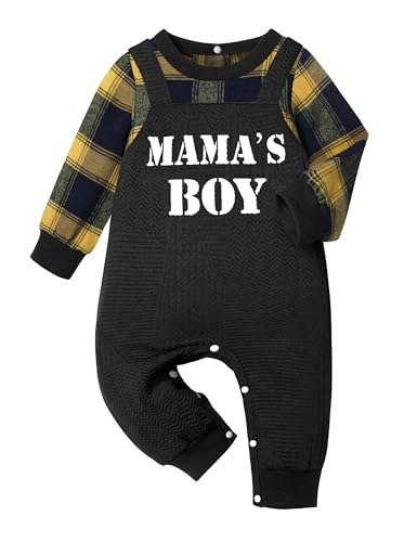 Image of TyeSmo Baby Boy Clothes Long Sleeve Plaid Romper