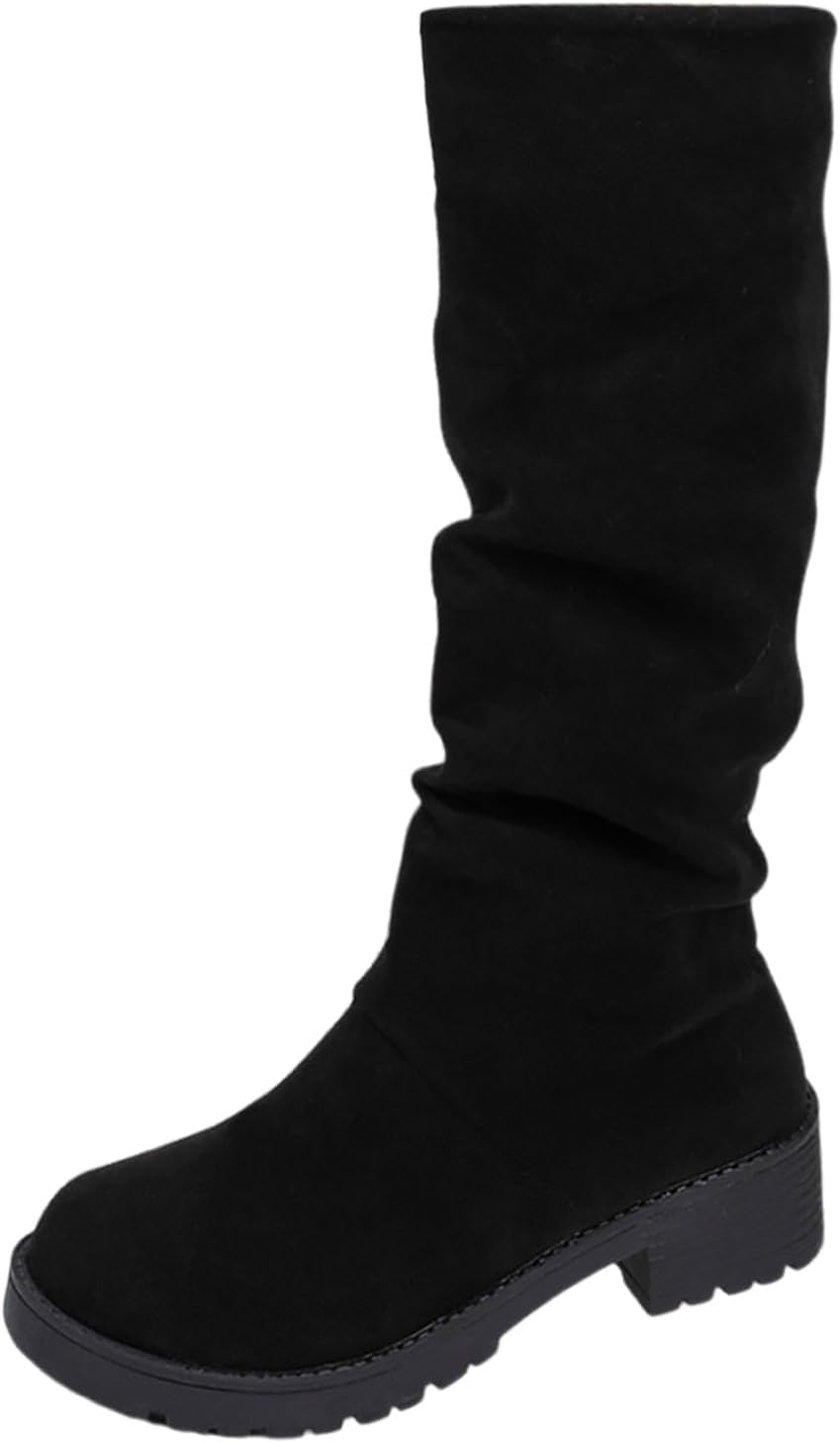 Mid-Calf Boots Winter Fashion Knee High Boots Comfortable Casual Heel Ankle Boots