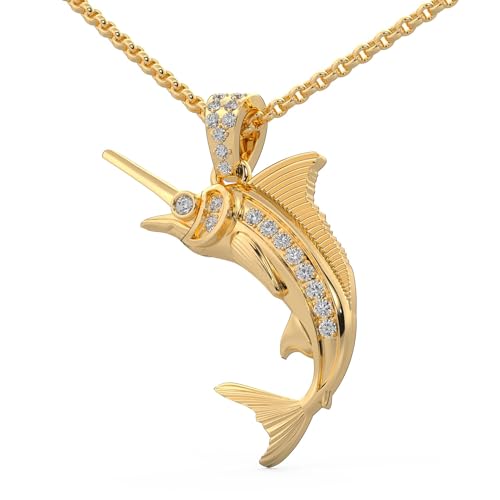 WHY SO SILVER INC 0.09 Cttw Natural Diamond Swordfish Pendant