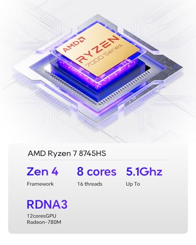 Image of AOOSTAR GEM12 MAX Mini PC Ryzen 7 8745HS (8C /16T up to 5.1GHz), Support OpenClaw NO RAM NO SSD, Radeon 780M Graphics Gaming Computers, with OCuLink Dual USB4, HDMI /Dual 2.5G LAN / BT5.2 /WIFl6