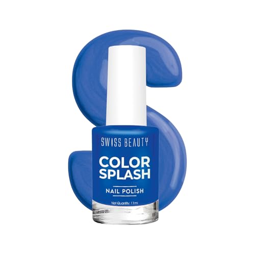 Image of Swiss Beauty Color Splash Nail Polish - Long-Lasting, Glossy - 11 ML, Majestic Blue