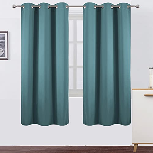 Image of LEMOMO Sea Teal Thermal Blackout Curtains /42 x 72 Inch /Set of 2 Panels Room Darkening Curtains for Bedroom