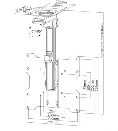 Support mural pour téléviseur pliable 0-90° pivotant et inclinable - 3
