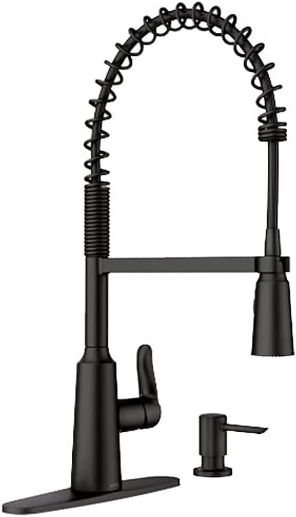 MoenEdwyn 87807BL Matte Black 1-Handle Deck-Mount Pull-Down Handle Kitchen Faucet (Deck Plate Included)