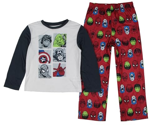 Centric Brands Avengers Pajamas Kid's Avengers Superhero Icons AOP Print 2-Piece Long Sleeve Jersey PJ Pant Set Boys Girls (8) Multicolored2