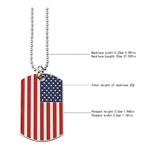 Kings&Pauper 2Pcs American Flag Usa Patriot Necklace Pendant Jewelry Army Card Stainless Steel Dog Tags 28'' (Black+Red) #TOP1