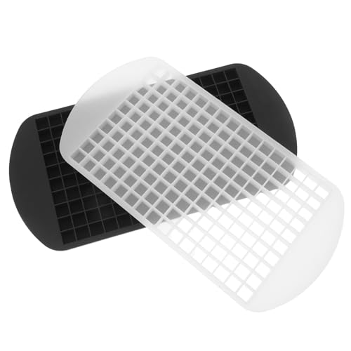 Baluue Moldes de Silicona para Cubitos Pequeños 160 Rejillas, Bandejas Transparentes y Negras 2 Piezas, Multiusos para Hielo, Gelatina y Chocolate, Apto para Congelador y Cócteles