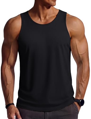 TACVASEN Tanktop Herren Ärmelloses Muskelshirts Baumwolle Tank Tops Gym Achselshirts Fitness Bodybuilding Schwarz XL