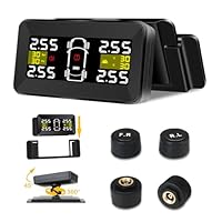 TPMS Reifendruckkontrollsystem 2/4 Rad-Modi mit 3,5 Zoll Reifendruckkontrollsystem Abnehmbare Halterung 0,01 Bar Hohe Präzision Solar/Typ-C Ladung TPMS mit 4 Externen Reifendrucksensor für 5-87Psi