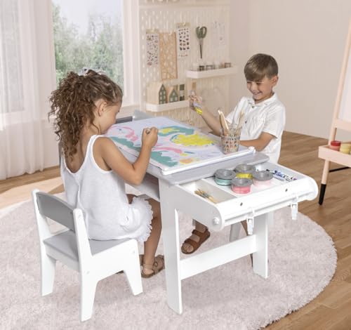 image for Milliard Kids Art Table Set with Chairs for Playroom, Toddler Craft an