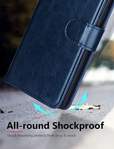 Image of Dkandy for Oneplus 11R 5G, Vintage Faux Leather Executive Flip Wallet Case Stand with Card Holder & Magnetic Closure Cover for Oneplus 11R 5G - Dark Blue