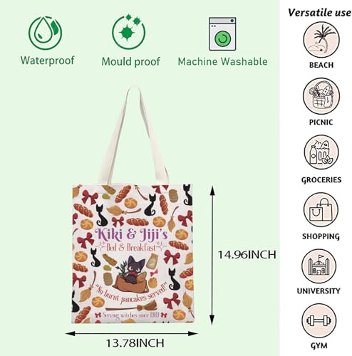 Bolso tote FOTAP para amantes del anime Kiki y Jiji, inspirado en la película animada, con diseño de gato negro miniatura 4