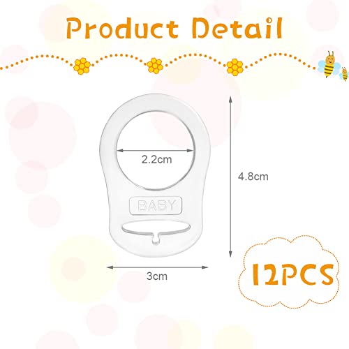Vicloon Silikonring für Schnullerkette, 12 Stück Baby Silikonring Schnullerhalter Baby Ring Adapter, Schnullerkette Silikonring für Silikon Baby Dummy Schnuller Clip (Transparente)