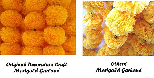 Image of Plastic Marigold Flower Garlands Decorations (Red & Yellow) 5 Feet Long (30 Flowers in Every Garland) Pack of 5 Pieces