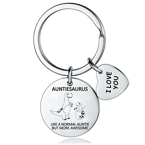 Yeeqin Aunt Gifts From Niece Nephew Auntsaurus Keychain Gift Funny Personalized Keychain Gifts Birthday Gift Aunt I Love You Heart cover