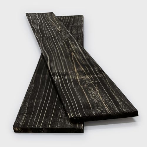 10-Pack Solid Pine Wall Planks, 47.25" x 4.75" Barn Wood Finish Rustic Real Wood Wall Panels for DIY Accent Walls & Ceilings, Charcoal, Covers 15.4 Sq. Ft.