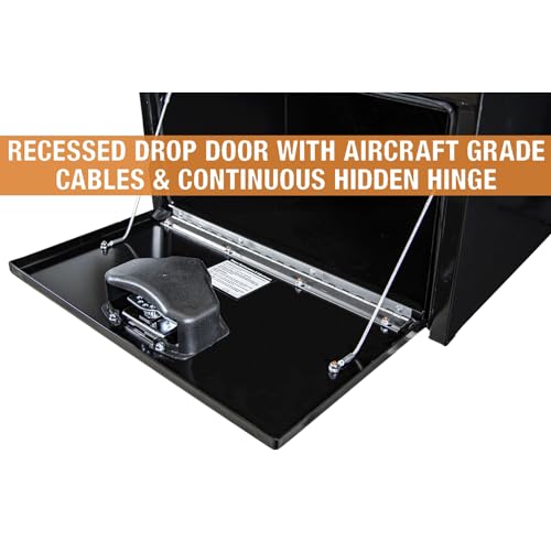 Image of Buyers Products 1703300 Black Steel Underbody Truck Tool Box, 14x16x24 Inch | Truck Bed & Underbelly RV Storage Box, Locking T-Latch, Weather-Resistant, Heavy-Duty Flatbed Job Box, Made in USA