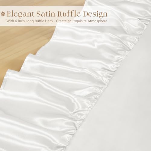 Ersmak Satin Ruffle Edge Tablecloth - White Satin Table Cover 60 x 84 Inch Rectangle Bright Silk Table Cloth for Weddings, Banquets, or Home Dining by Ersmak - Used condition - Image 6