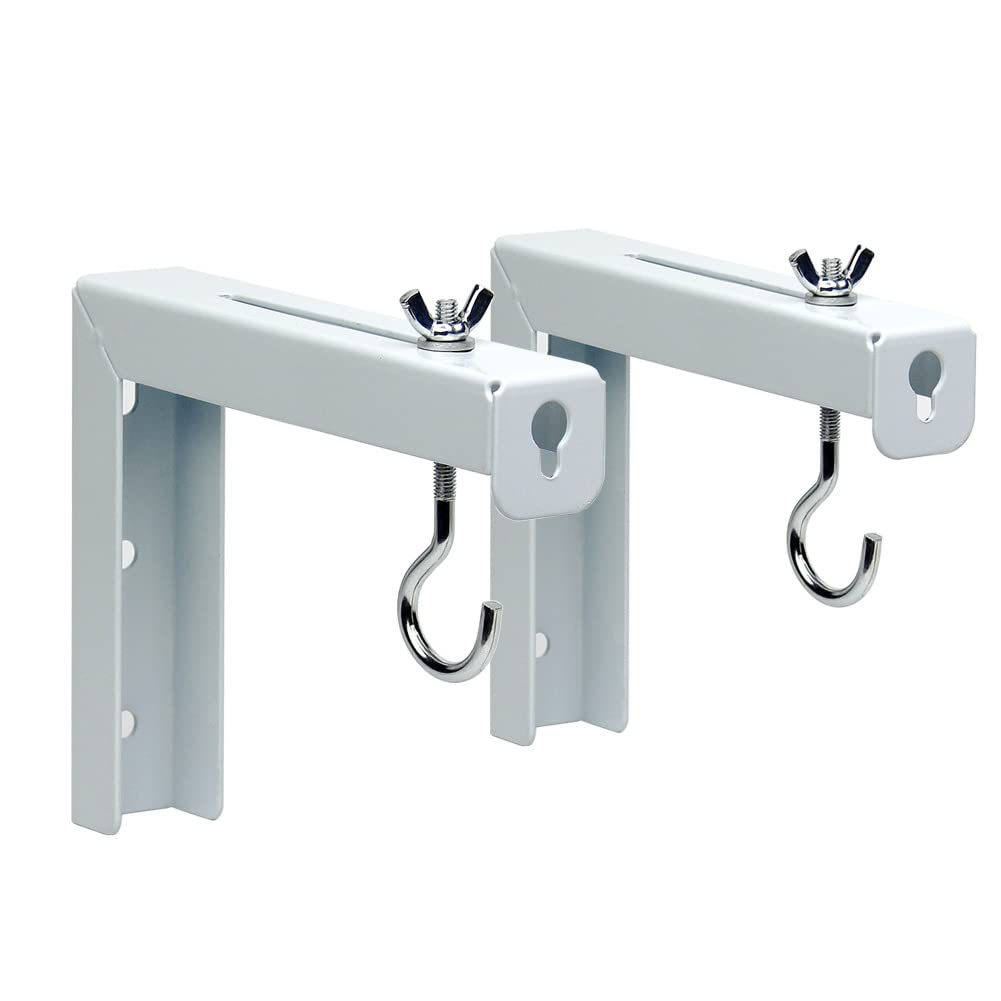 Support mural universel pour écran de projecteur, 1 paire de supports en L, kit de crochets de montage réglables (blanc)
