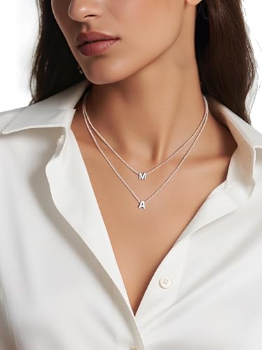ChicSilver 925 Sterling Silver Initial Necklace for Women Dainty Letter Jewelry Personalized Gift (with Gift Box)3